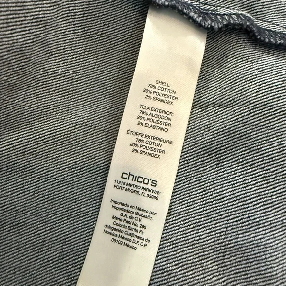 Chico's Dark Blue Embellished Denim Jacket with Blue & Purple Accents - Picture 6 of 7